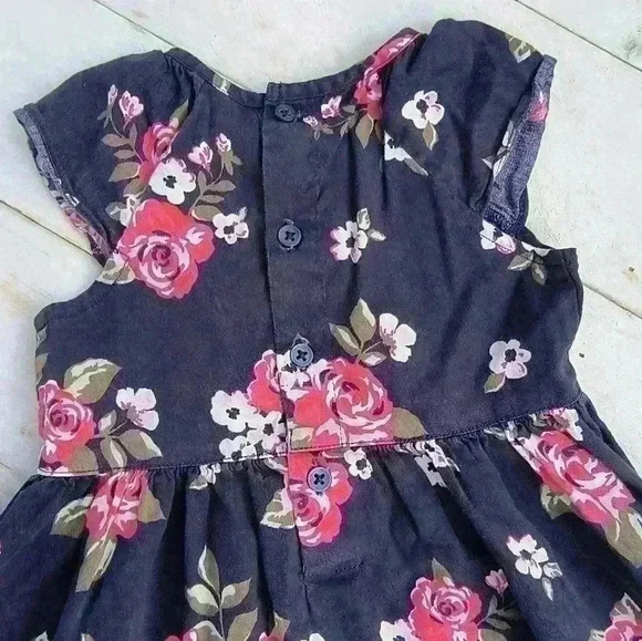 Carter's Baby Girl Floral Sleeveless Smocked Dress Blue Pink Size 18 M - Picture 5 of 5